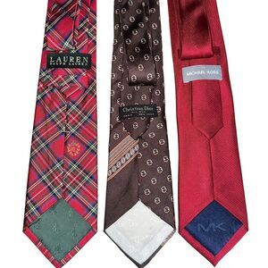 3 PC LOT Men's Designer Silk Neckties Ralph Lauren, Dior,‎ Michael Kors